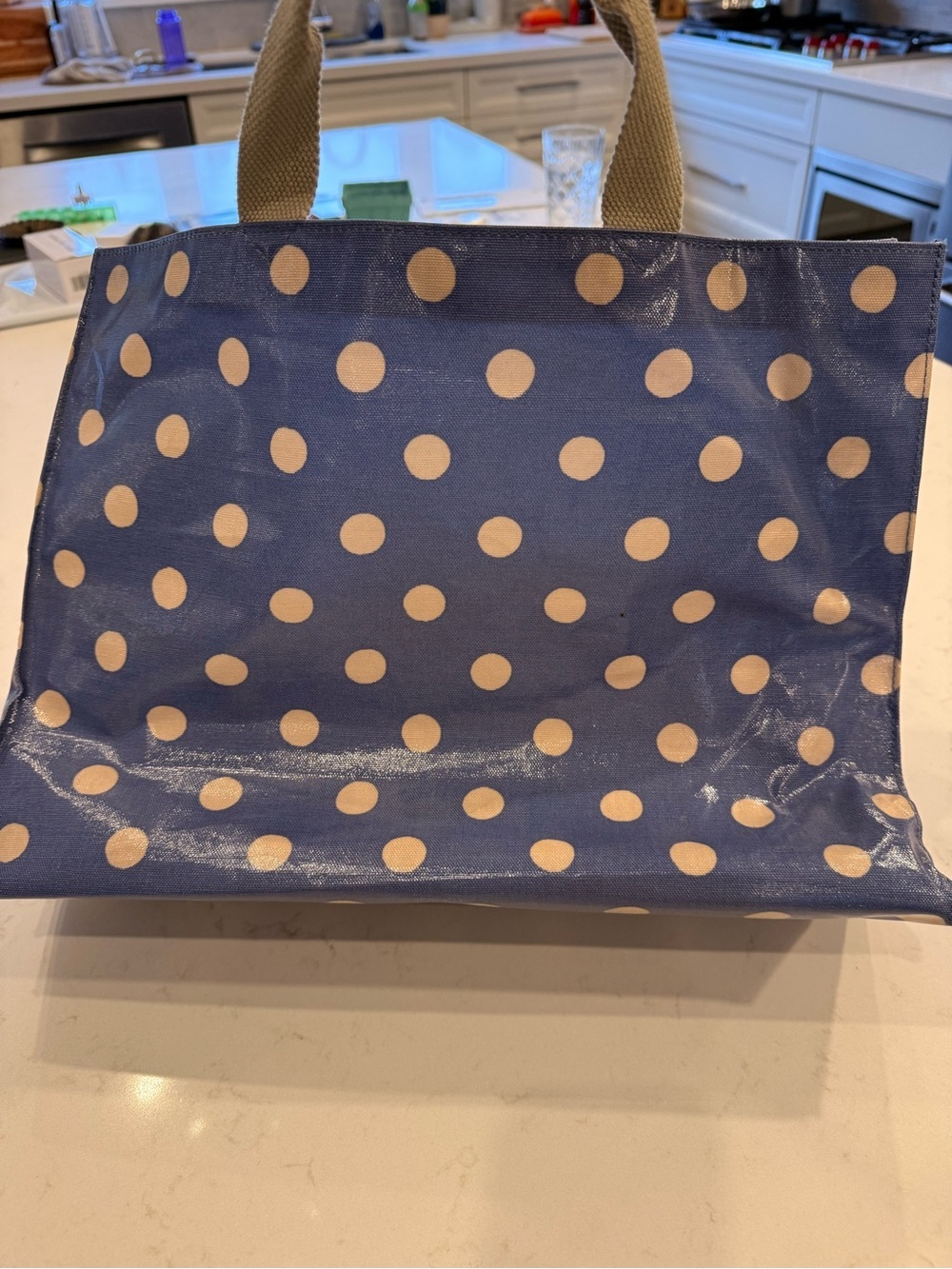 Cath Kidston Blue Polka Dot Coated Canvas Tote - Picture 4 of 8